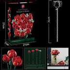 Romantic orchid Rose Flower Bouquet Building Blocks Creative Home Desk Plant Decoration Assemble Bricks Toys Gifts For Girls  ﻿