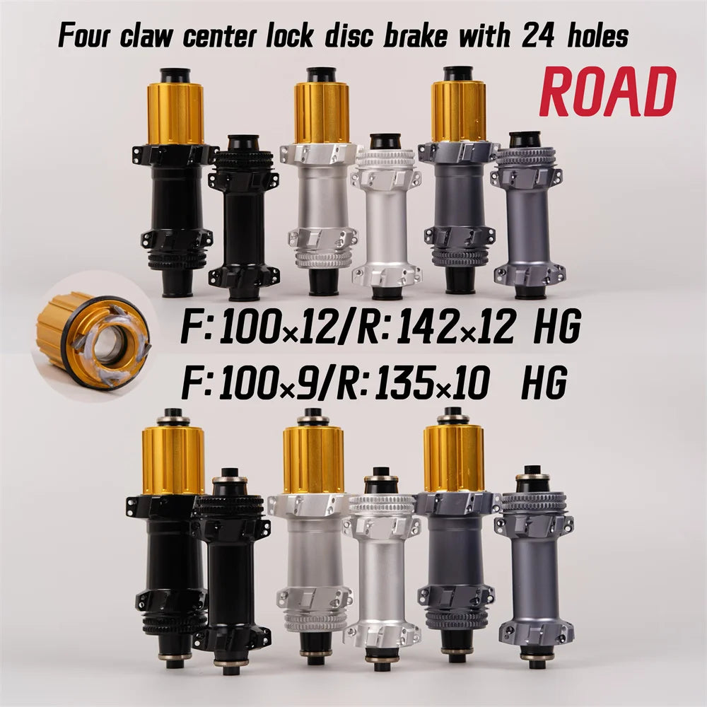 New 24 Hole Sealed Bearing Ultra Light Four Claw Road Bicycle Wheel Hub, 100/135/142 Compatible With For SHIMANO SRAM 11S