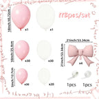118Pcs Pink and White Bow Balloon Arch Kit, 21inch Pink Bow Foil Balloons Paired with Pink and White Latex Balloons, Ideal for Valentine's Day Parties, Ladies' Bachelorette Parties, Weddings, and Girls' Birthday Party Decorations