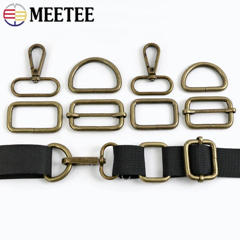 5/10Pcs 20-38mm Bronze Metal Buckles O D Ring Buckle Swivel Lobster Clasp Backpack Carabiner Clips Webbing Strap Adjuster Slider