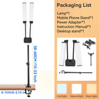 Double Arm LED Fill Light with LCD, 3200-5600K Photo Studio Selfie Lamp, Tripod Options