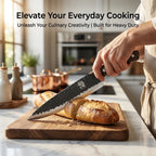 Premium 7.5 Inch Chef Knife Ultra Sharp – Hammered High Carbon Stainless Steel Non-Slip Wenge Wood Handle for Home Kitchen