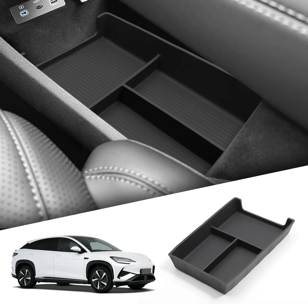 for BYD Sealion 7 2024 2025 Center Console Lower Storage Box Car Storage Tray TPE Organizers Tidying Interior Accessories