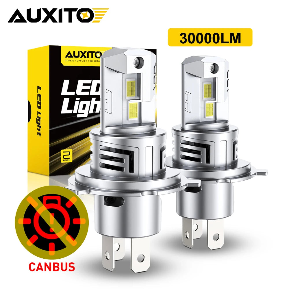2025 NEW AUXITO 30000LM H4 LED Lights Bulb 9003 HB2 LED Headlights High and Low Beam with Fan Wireless 60W Car Headlamp 12V 2Pcs