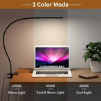 LED Desk Lamp with Clamp Adjustable 3 Color Modes 10 Brightness Level Table Lamp USB Eye Caring Flexible Gooseneck Desk Light