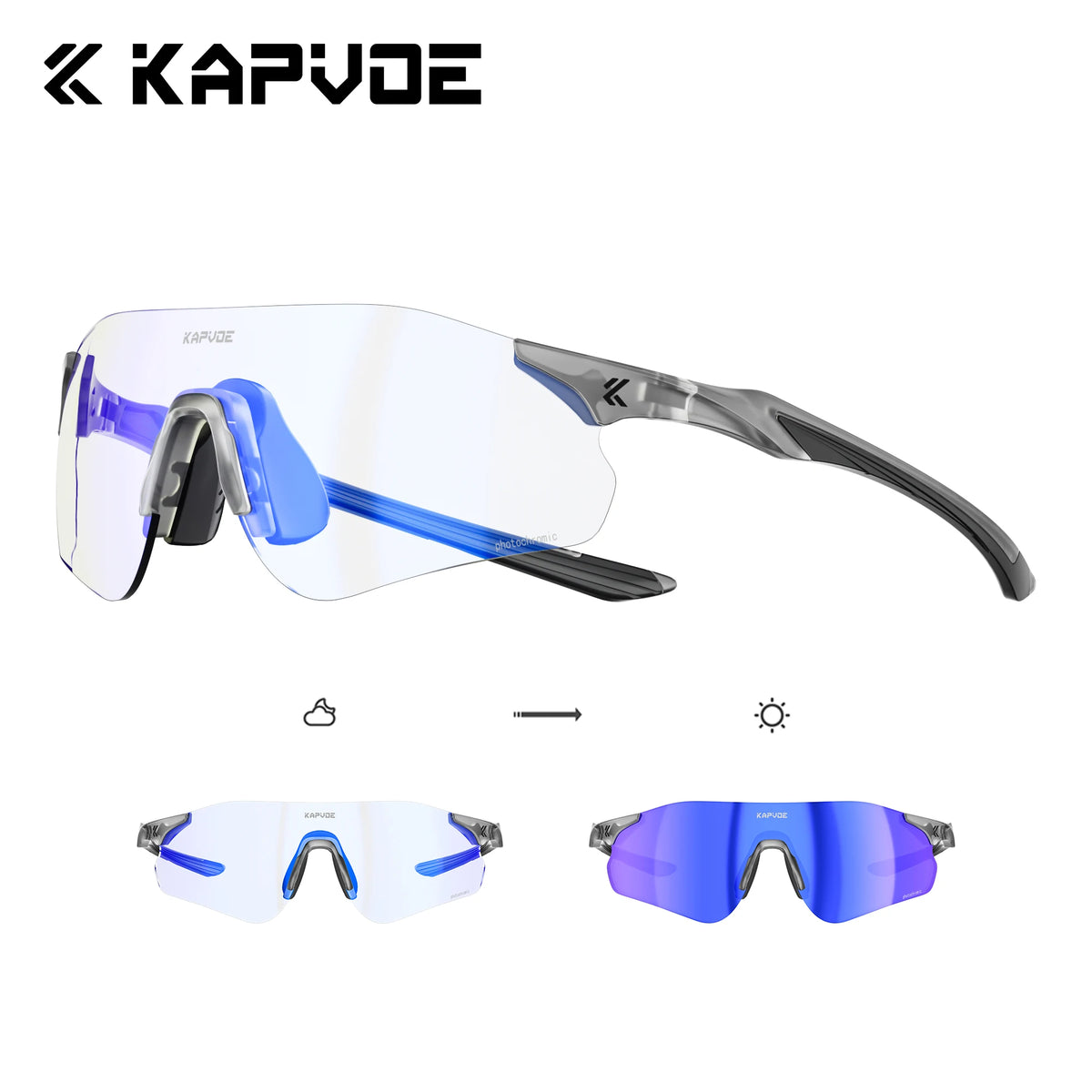 Kapvoe New Cycling Photochromic Glasses Men Women Road Bicycle Sunglasses UV400 Sports Riding Eyewear Outdoor Running Goggles