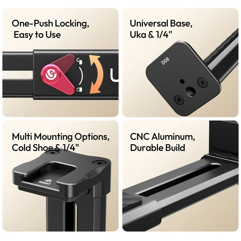 Ulanzi CA15 OneLock Tablet Clamp Metal Tablet Clamp for iPads/Tablets 4.7-12.9in with 1/4'' Screw Hole and Uka Base