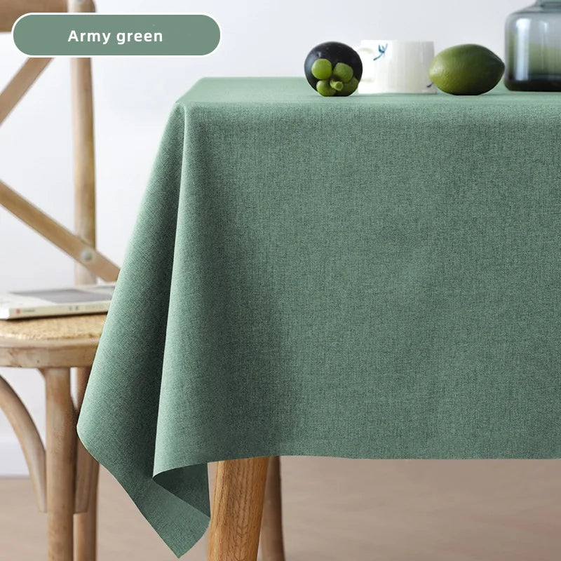 Rectangular Tablecloth Cotton And Linen Tablecloth Waterproof Oil-Proof Solid Color Cover Towel Home Dining Table Decoration