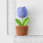 Mini Tulips Crochet Flowers Potted Cute Knitting Flowers Table Car Decor Handmade Artificial Tulips Flores Tejidas