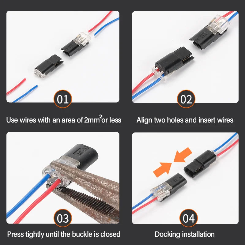 Electric Wire Connector Free Stripping Quick Cable Connectors Dual line Interconnection Detachable Automotive Terminal Connector