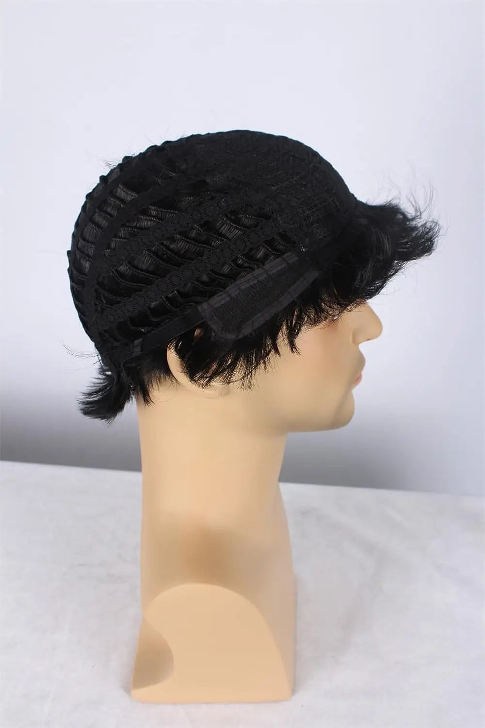 Men Short 11.81'' Black Curly Multifunction Fluffy Layered Frizzy Cosplay Heat Resistant Fibre Synthetic Wig For Men