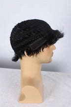 Men Short 11.81'' Black Curly Multifunction Fluffy Layered Frizzy Cosplay Heat Resistant Fibre Synthetic Wig For Men