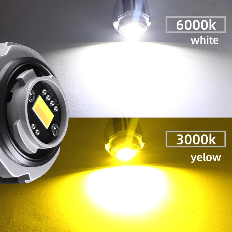 2pcs LED fog light bulbs DRL dual color white/yellow with fan for Toyota Hilux 2020-2022
