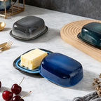 1pc Retro Kiln-change Ceramic Butter Dish with Lid, Porcelain Butter Dish for Countertop Butter Keeper Butter Holder Container f
