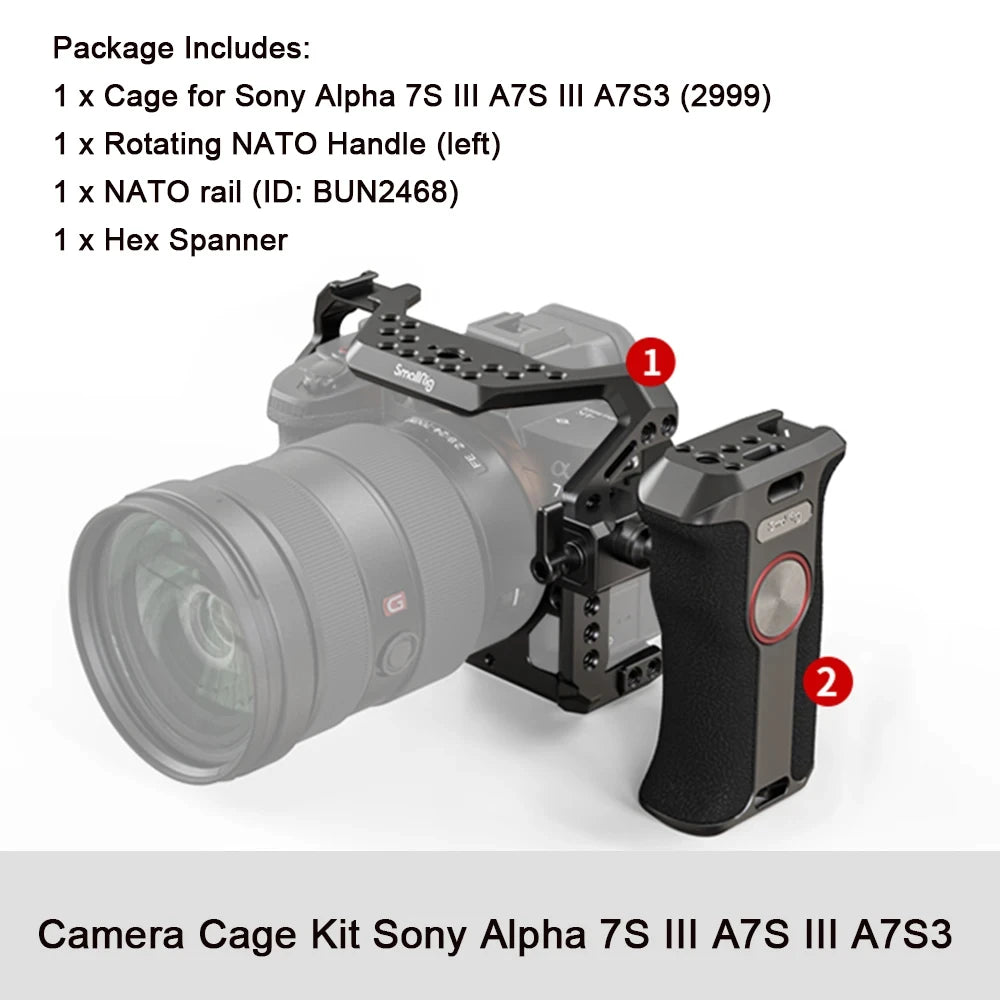 SmallRig a7s3 A7siii DSLR Cage for Sony Alpha 7S III Camera Cage With Cold Shoe Mount and Nato Rail Video DIY Cage Rig 2999