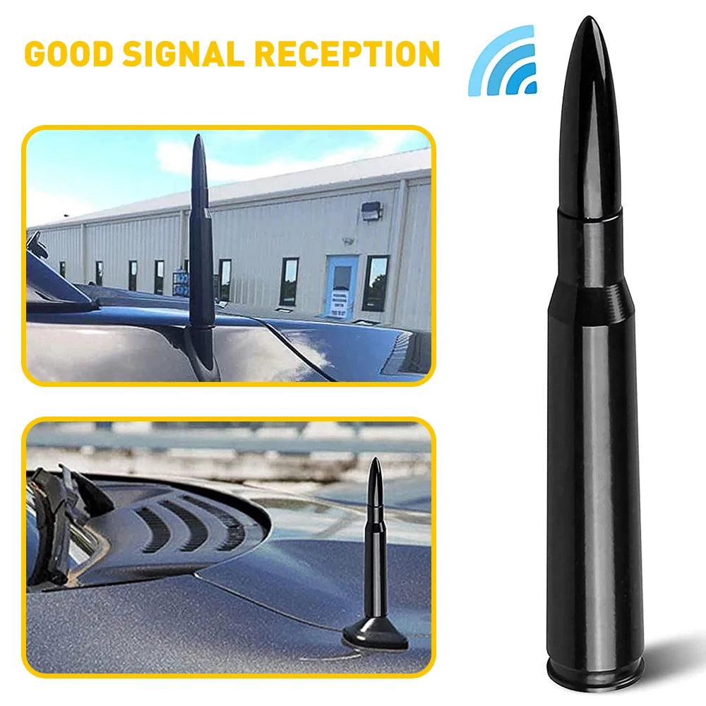 14cm (5.7in) Universal Car Roof AM/FM Bullet Whip Antenna with Screws, Black 1 Set