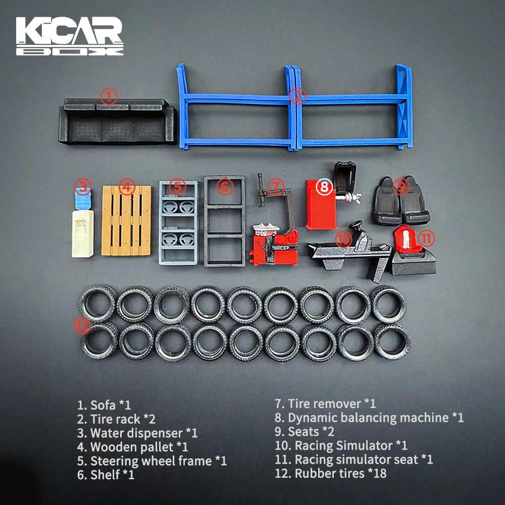 1/64 Scale Model Car Repair Shop Garage Display Wall Parts Resin Perforated Panel Set for Diorama Modification Custom Hobby