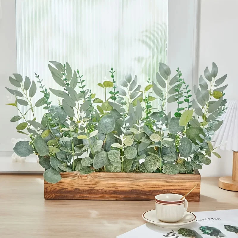 Artificial Eucalyptus Leaf Stems Bundle 50-90pcs Mixed Willow & Silver Eucalyptus for DIY Decor