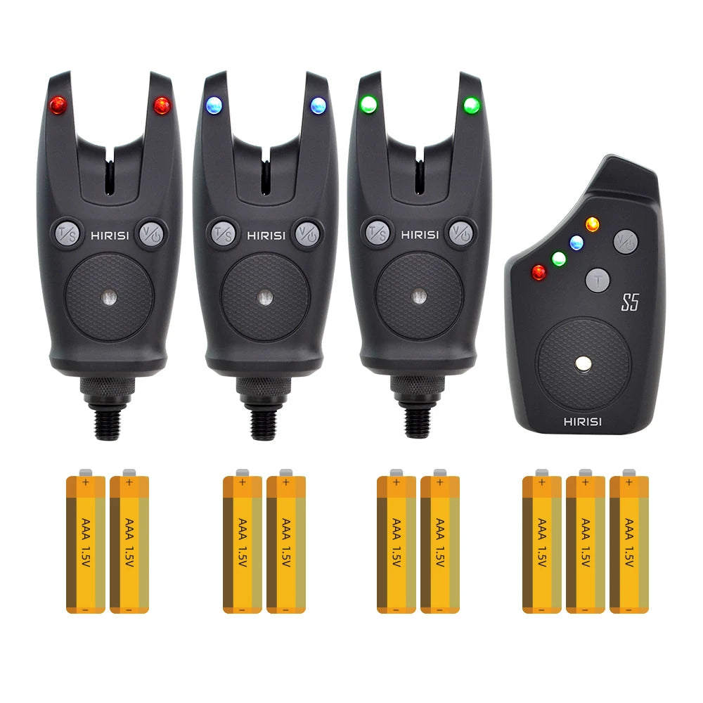 Hirisi Wireless Carp Fishing Alarm Set Waterproof, Fishing Bite Alarms Fishing Bite Indicator Fishing Accessories S5