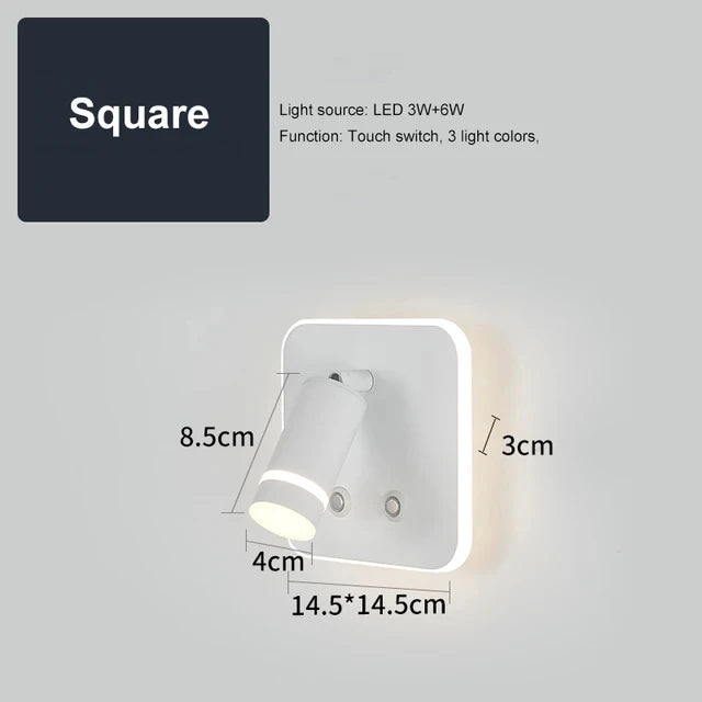 Modern Rotatable LED Wall Lamp with USB for Cozy Bedroom Reading