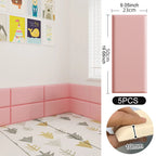 3D Soft Wall Panel for Safe Anti-Collision Wall Pad Self Adhesive Leather Rectangular Peel and Stick Headboard for Kids Bedroom