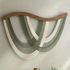 Macrame Wall Hanging Wood Arch Large Bohemian Woven Tapestry with Green Beige Tassels for Living Room Bedroom Boho Wall Decor