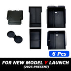 1/2/3/4/6/7/8pcs For Tesla New Model Y 2025 Launch Juniper ABS with Silicone Non-slip Mat Console & Armrest Storage Box Watercup