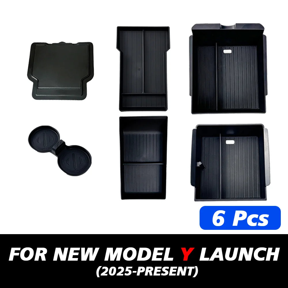 TEKSY Center Console & Armrest Storage Box Set for Tesla Model Y 2025-2026 Juniper, ABS