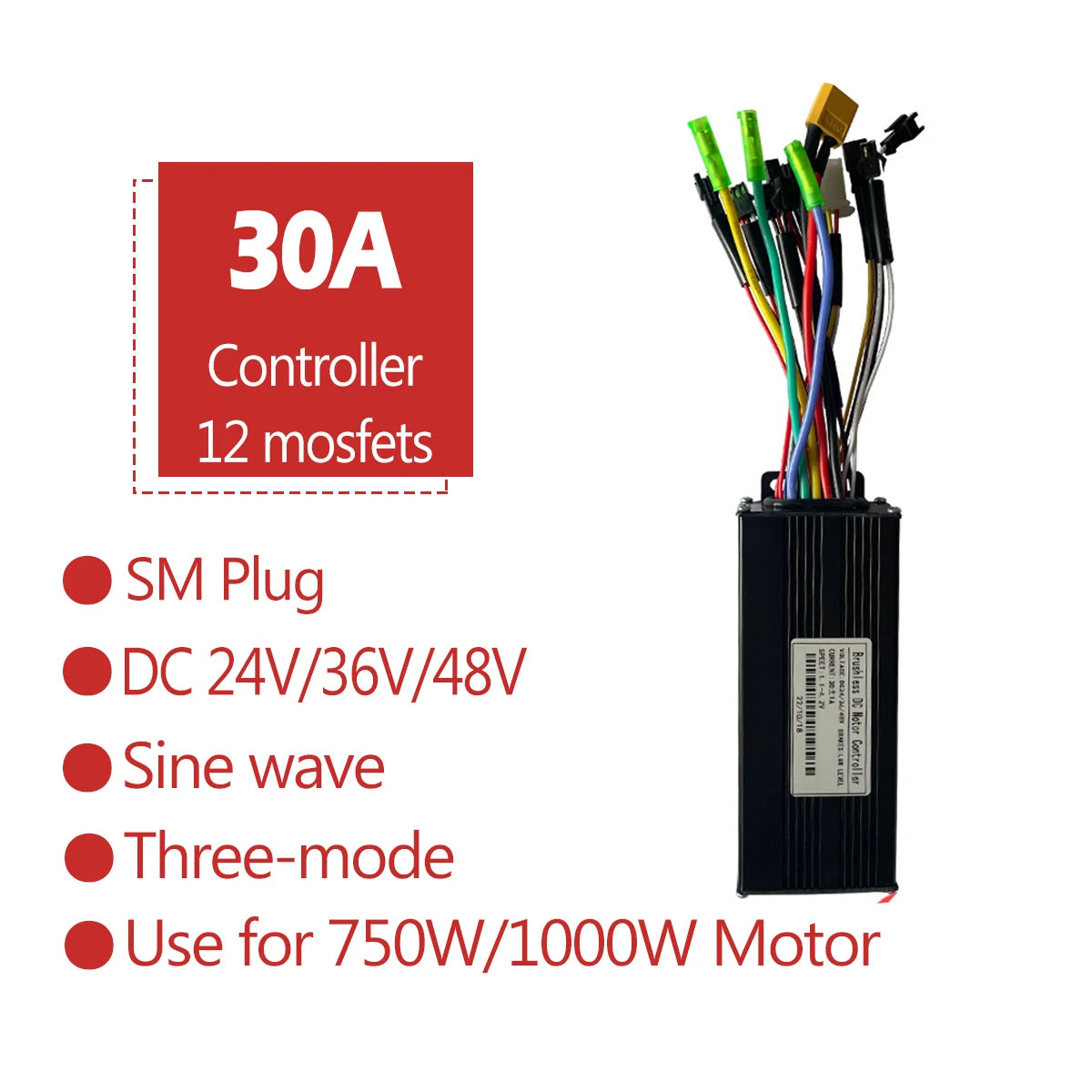 Ebike Sinawave Controller 36V/48V 17A/26A/30A with S966 NFC Display For 250W-1000W Electric Bicycle Conversion Parts E-scootor