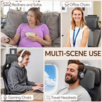 Recliner Headrest Neck Pillow Adjustable Non-Slip Velvet, Black or Gray