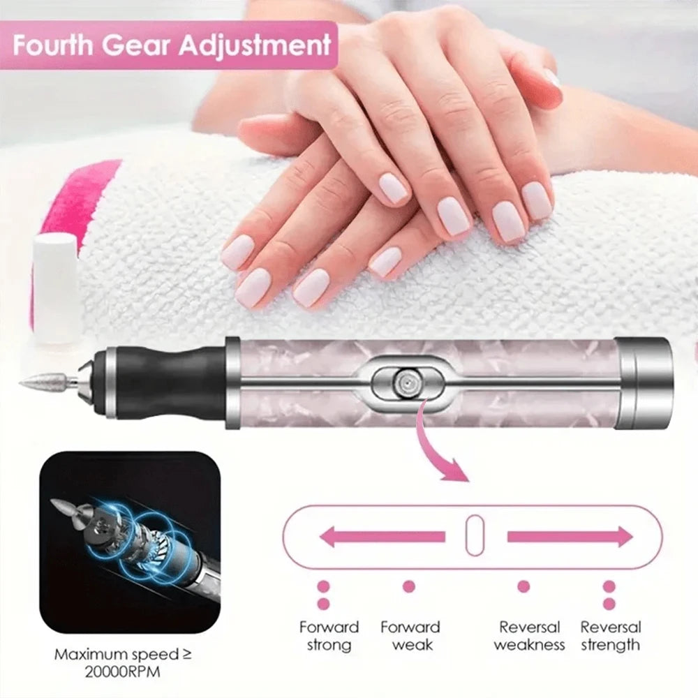 LULAA Cordless Rechargeable Electric Nail Drill Machine, Pink/Blue/White, 12.5cm