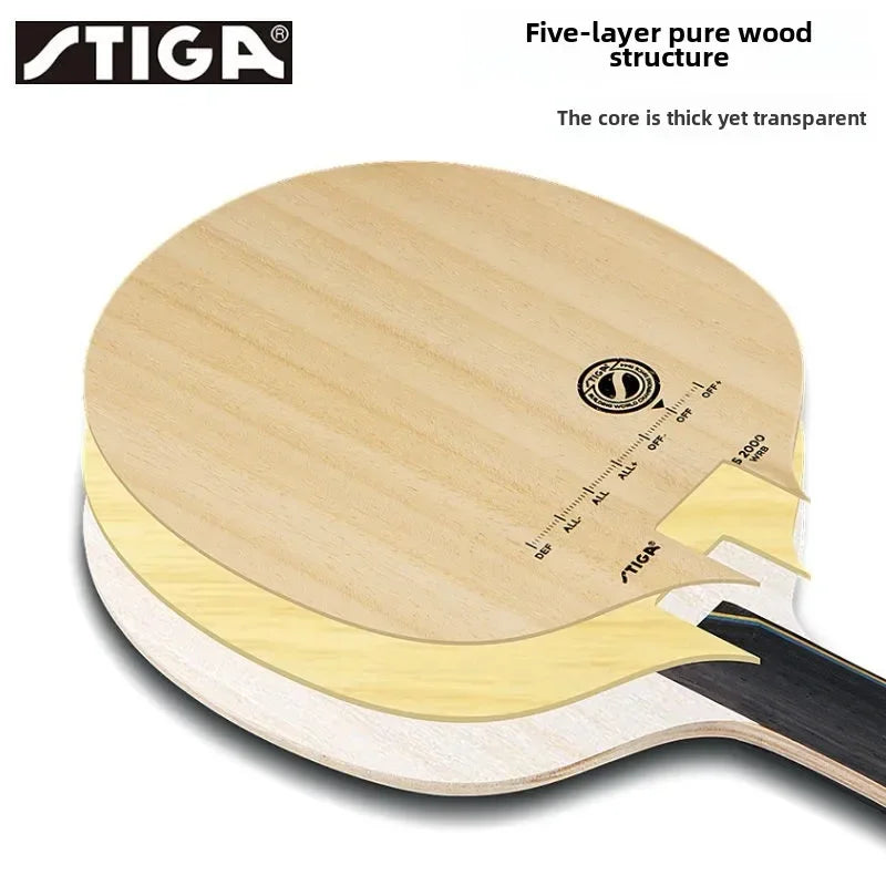STIGA Five-Layer Pure Wood S3000 S2000 WRB Professional Table Tennis Racket Primary Table Tennis Blade