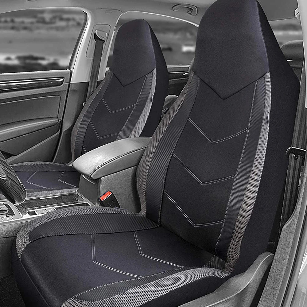 AUTOKING High Back Bucket Universal Seat Protector Breathable Mesh Fabric Carbon Fiber Texture Seat Car Seat Cover Cushion