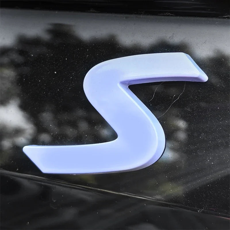 3D ABS S Emblem Letters Car Trunk Badge Decal Stickers for Mini Countryman U25 F65 F66 F67 Cooper S E SE J01 EV J05 Aceman