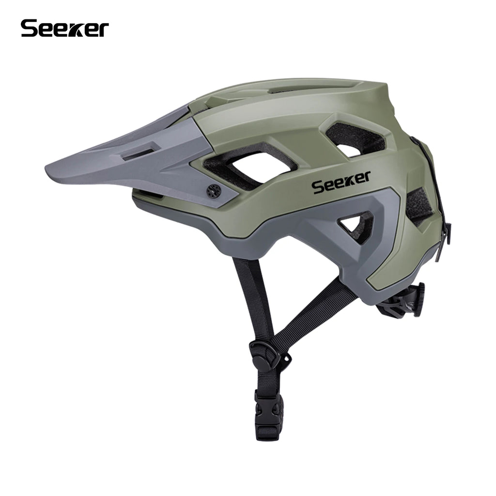 Seeker matte color-blocking cycling helmet, lightweight breathable protective helmet for downhill mountain bikes, adjustable siz