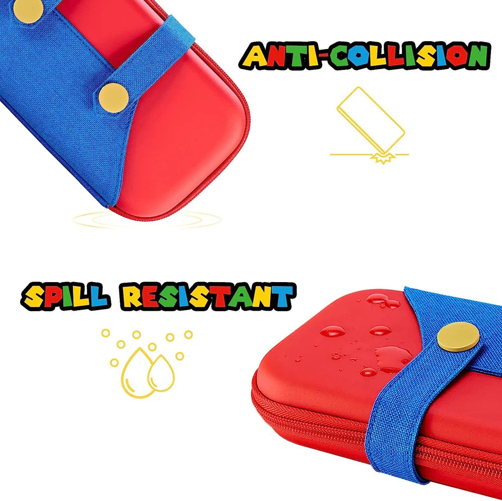 EVA Storage Switch Case Compatible with Nintendo Switch/OLED Cute Portable Switch Carrying Case with 10 Game Holders for Mario