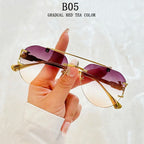 Rimless Designer Sunglasses Women Trendy Luxe Fashion Sunglasses Men Vintage Glasses Lentes De Sol Mujer Lunette Soleil Femme