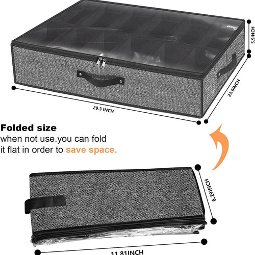 1 Pc Under Bed Shoe Storage Organizer Can Accommodate 12 to 16 Pairs Of Shoes With Transparent Window Breathable Foldable