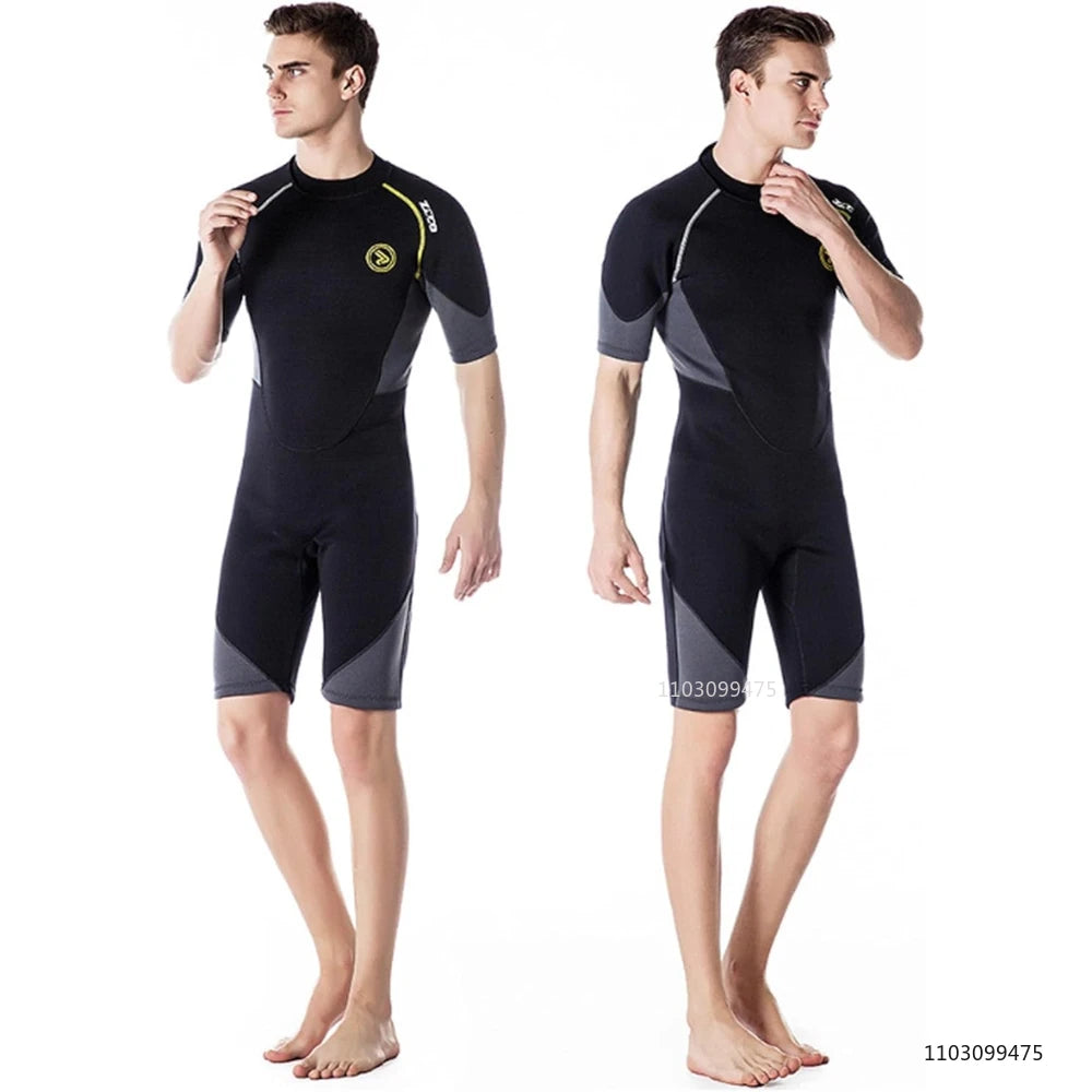 ZCCO Men's Neoprene Shorty Wetsuit Back Zip 1.5mm or 3mm Black Sizes S-4XL