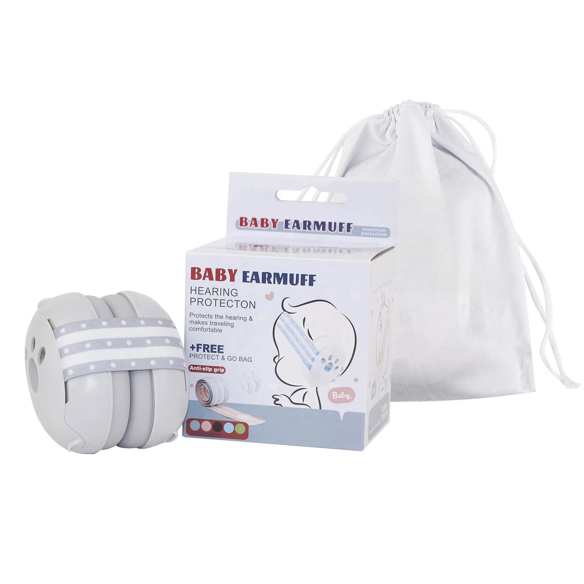 Baby Noise-Reducing Earmuffs Adjustable 2-in-1 Mini Headset for Sleep & Airplane