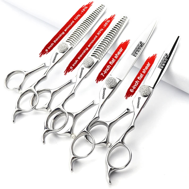 440C Japanese Stainless Hairdressing Scissors 6 Inch / 7 Inch Hair Scissors Right hand Barber Shears Left Handle Hair Cutting
