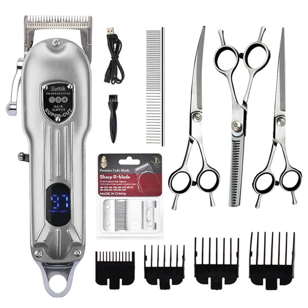 Rechargeable pet hair clipper all-metal dog & cat grooming trimmer low noise