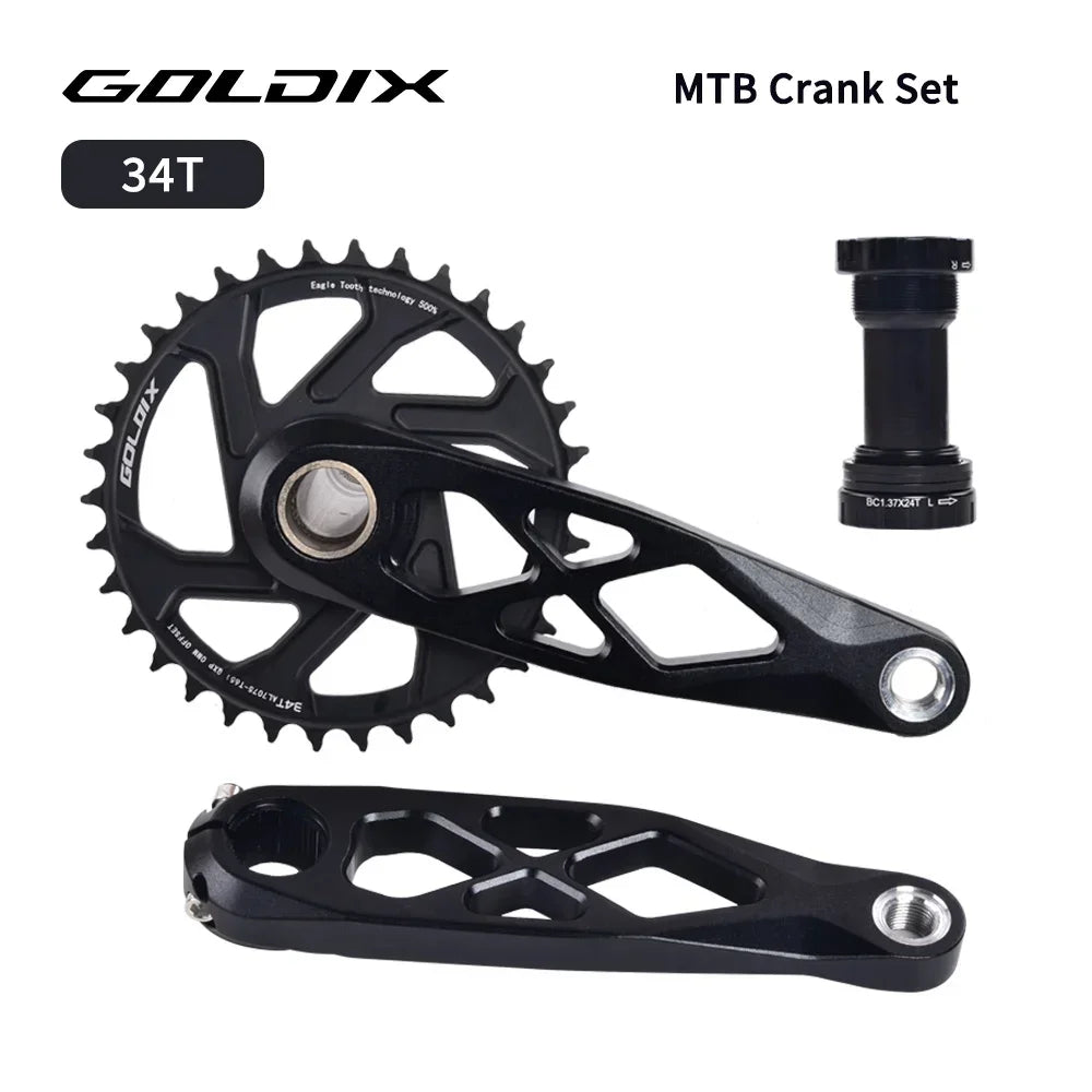 GOLDIX MTB Crankset BSA 24mm 165mm 170mm 175mm Direct Mount R-SPEC Trail Hollow Bike Crank Spindle DH AM XC for Shimano SRAM