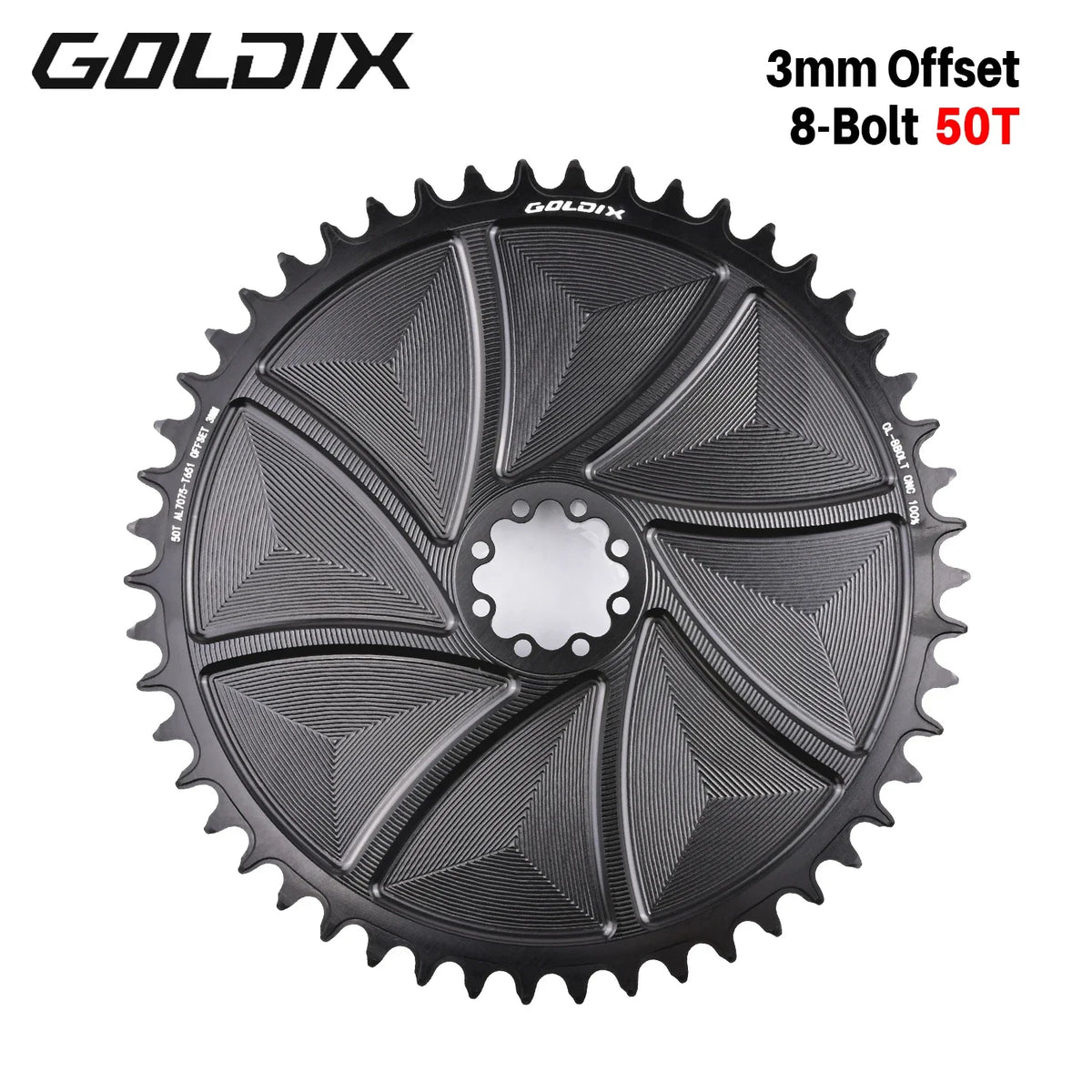 GOLDIX 8-Bolt Bicycle Chainring Wide and Narrow Teeth AERO Chainring CNC Hollow Cutting Machining for SRAM 8Bolt Crankset