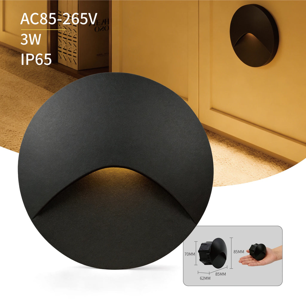 Black-Round / Without Sensor / China Mainland / Warm White 3000K / 1PCS
