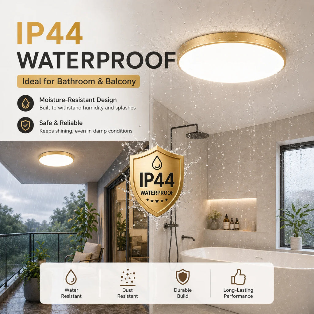 Golden Led Ceiling Lamp 220V Dustproof Ceiling Panel Lamp Indoor Bathroom Lamp for Living Room Decor Ultra-thin Ceiling Lights
