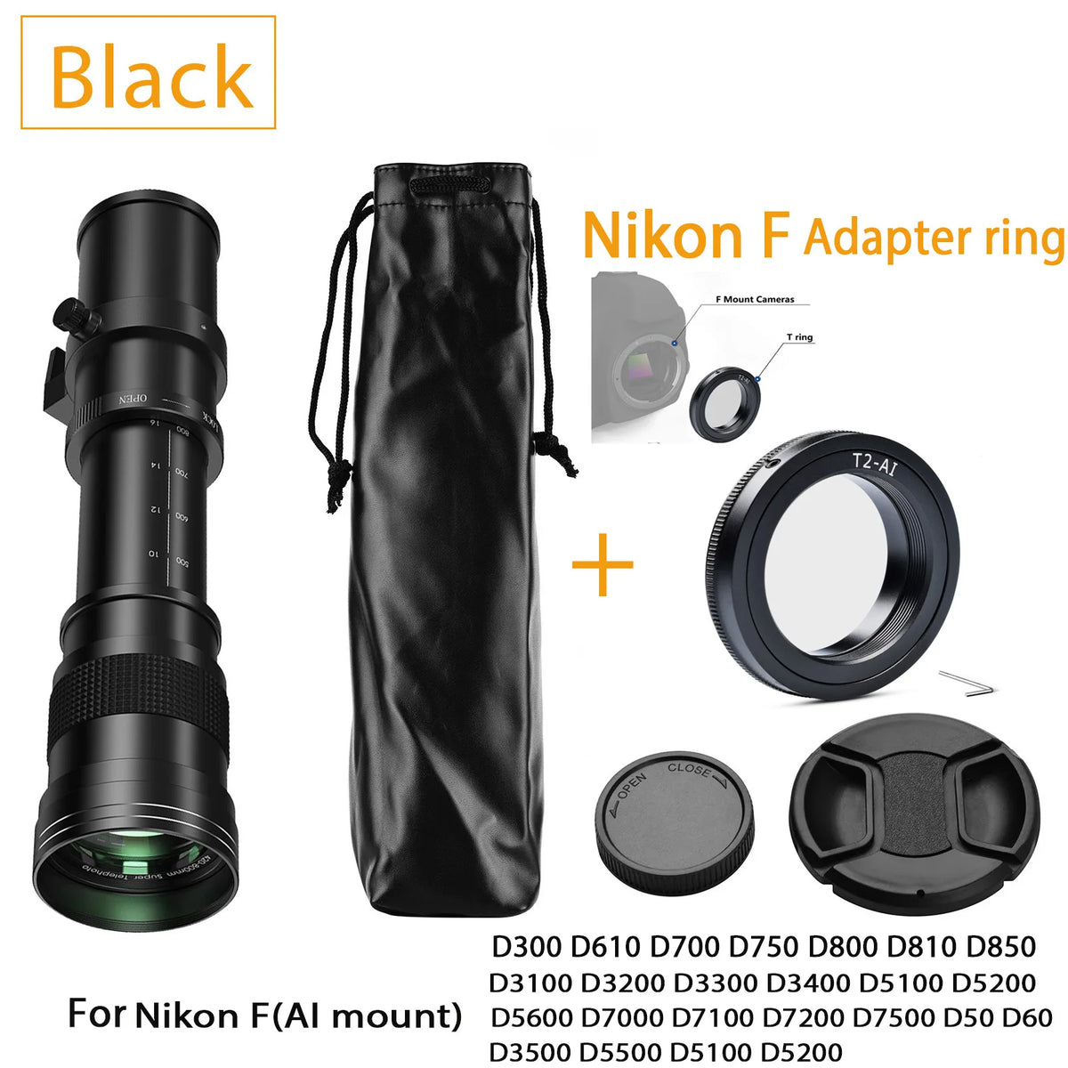 Lightdow 420-800mm f/8.3-f16 Manual Telephoto Zoom Lens for Canon EOS R1 80D T3 T4 T5i T6 Nikon Sony Olympus Pentax DSLR Cameras