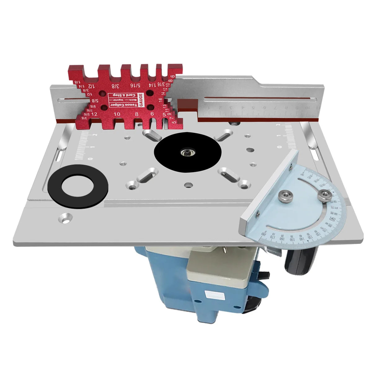Aluminium Router Table Insert Plate with Sliding Tenoning Fence Electric Wood Milling Miter Gauge Guide Kit carpenter Slotting