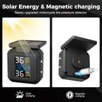 Solar TPMS Tire Pressure Monitoring System w/ Temperature Alarm, 2 External Sensors, Motorcycle