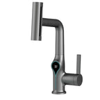 Waterfall Temperature Digital Display Basin Faucet Lift Up Down Stream Sprayer Hot Cold Water Sink Mixer Wash Tap For Bathroom